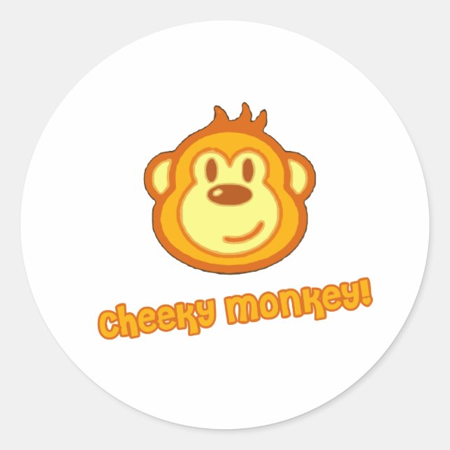 Super Cute Monkey Classic Round Sticker (Front)