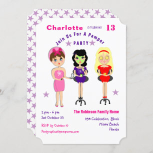 Super Cute Pamper Party Girls  Birthday Invites