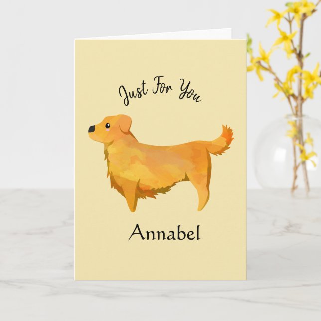 Super Cute Personalised Golden Retriever Card (Yellow Flower)