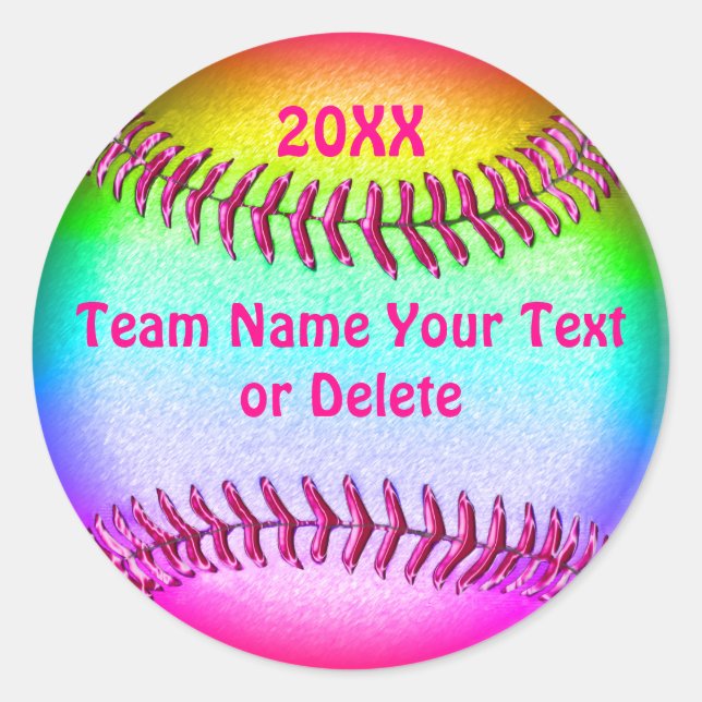 Super Cute Personalised Softball Stickers (Front)