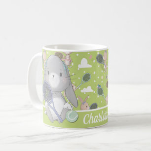 Super cute personalised tennis, green coffee mug