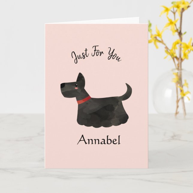 Super Cute Personalised Terrier Card (Yellow Flower)
