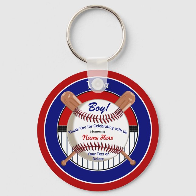 Super Cute Personalize Baseball Baby Shower Favors Key Ring (Front)