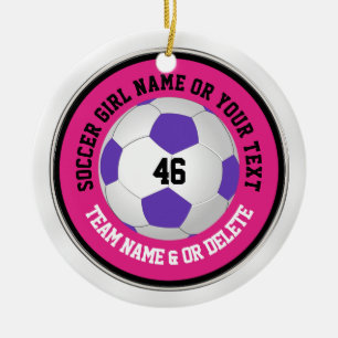 Super Cute Pink Soccer Ornaments with YOUR TEXT