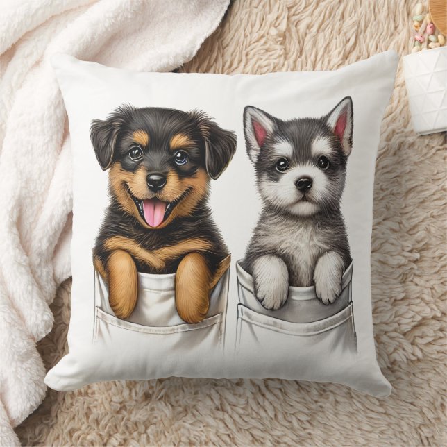 Super Cute Pockets Full of Puppies Cushion (Blanket)