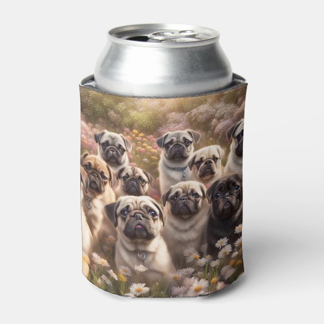 Super Cute Pug Dogs Cosy Can Cooler (Can Front)