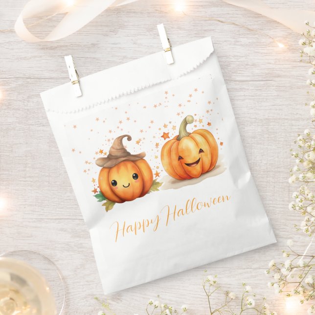 Super Cute Pumpkins and Stars Happy Halloween Favour Bag (Clipped)