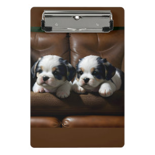 Super Cute Puppies on the Couch 1 Mini Clipboard