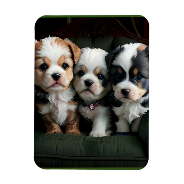 Super Cute Puppies on the Couch 2 Magnet (Vertical)