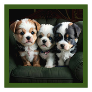 Super Cute Puppies on the Couch 2 Photo Print