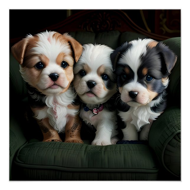 Super Cute Puppies on the Couch 2 Poster (Front)
