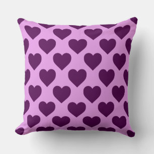 Super Cute Purple and Pink Hearts Pattern Cushion