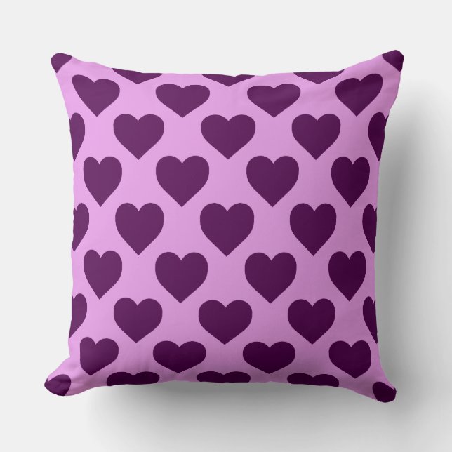 Super Cute Purple and Pink Hearts Pattern Cushion (Front)