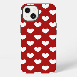 Super Cute Red And White Hearts Polka Dots Design iPhone Case