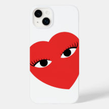 Super Cute Red Heart with Eyes on white