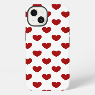 Super Cute Red Hearts On White Polka Dots Design iPhone Case