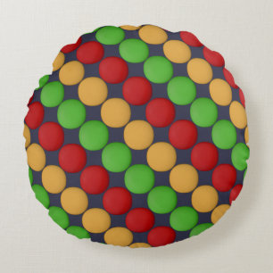 Super Cute Red Yellow Green Blue Pattern Round Cushion