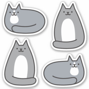 Super Cute Round Kawaii Grey Kitty Cat