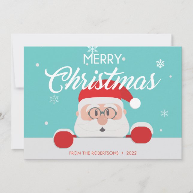 Super Cute Santa Claus Face Christmas Card (Front)