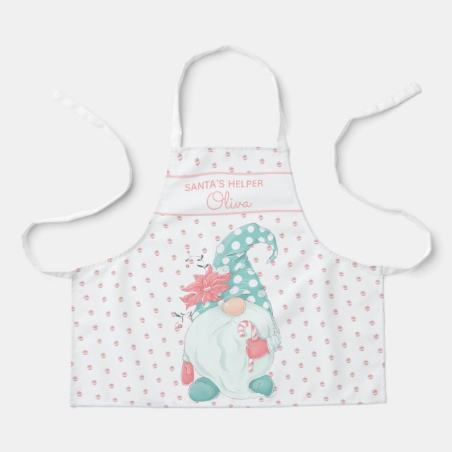 Super Cute Santa Helper Christmas Gnome Pastel Apr Apron (Front)