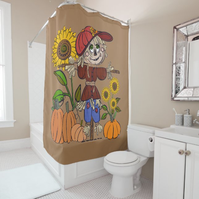 Super Cute Scarecrow Shower Curtain (In Situ)