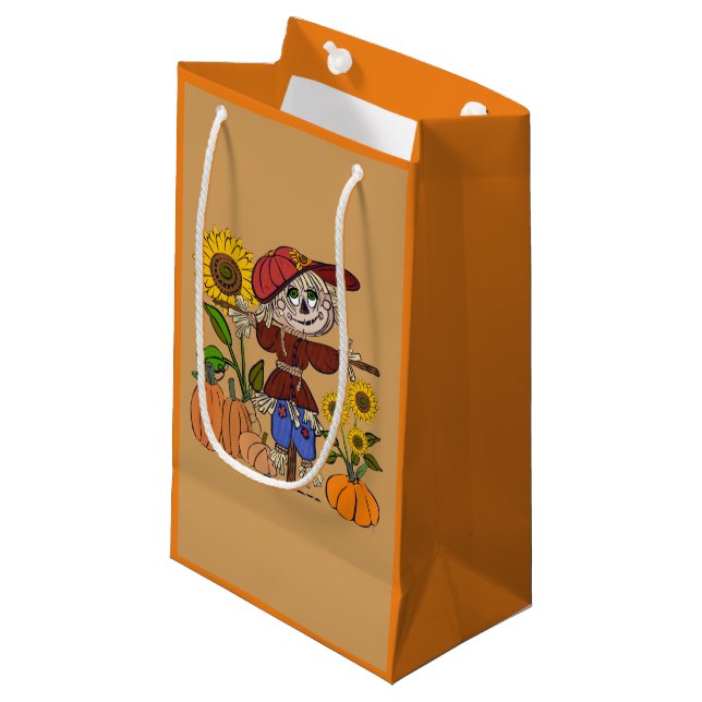 Super Cute Scarecrow Small Gift Bag (Front Angled)