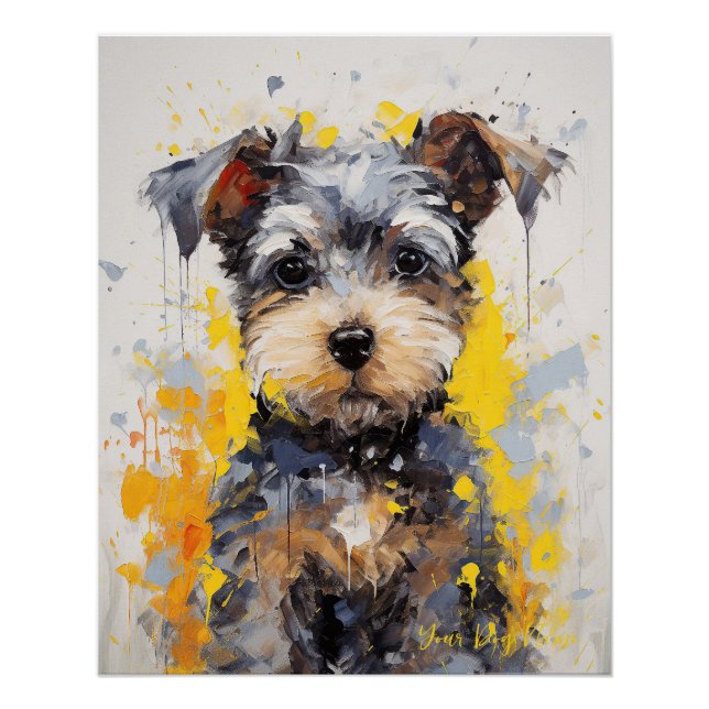 Super Cute Schnauzer Dog Puppy 001 - Xeno Lucilfer Poster (Front)