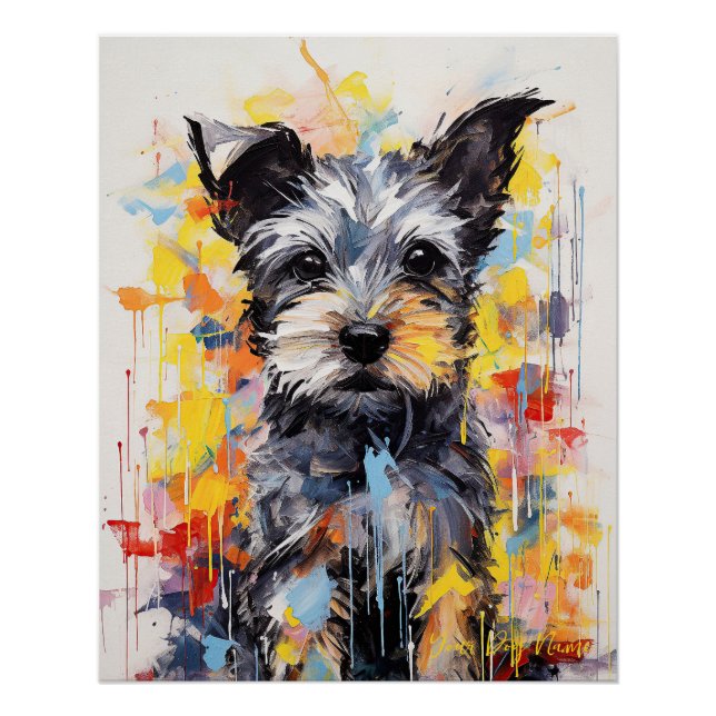Super Cute Schnauzer Dog Puppy 002 - Xeno Lucilfer Poster (Front)