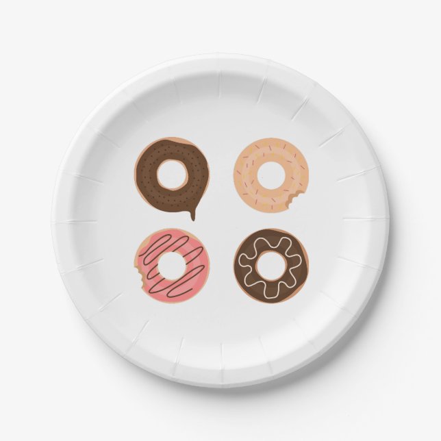 Super cute set of doughnuts paper party plate (Front)