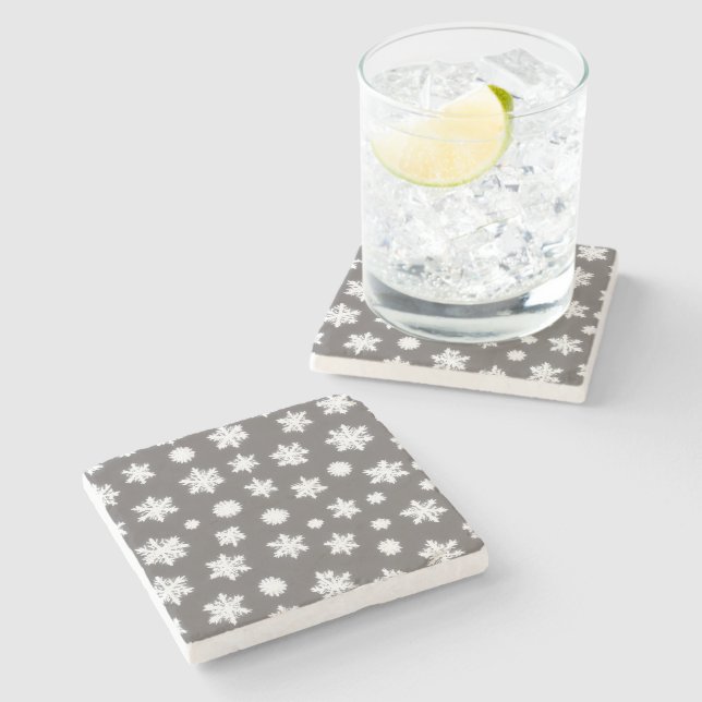 Super Cute Snowflake Winter Stone Coaster (Side)