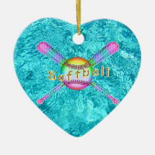 Super Cute Softball Party Favours for Girls Ceramic Ornament