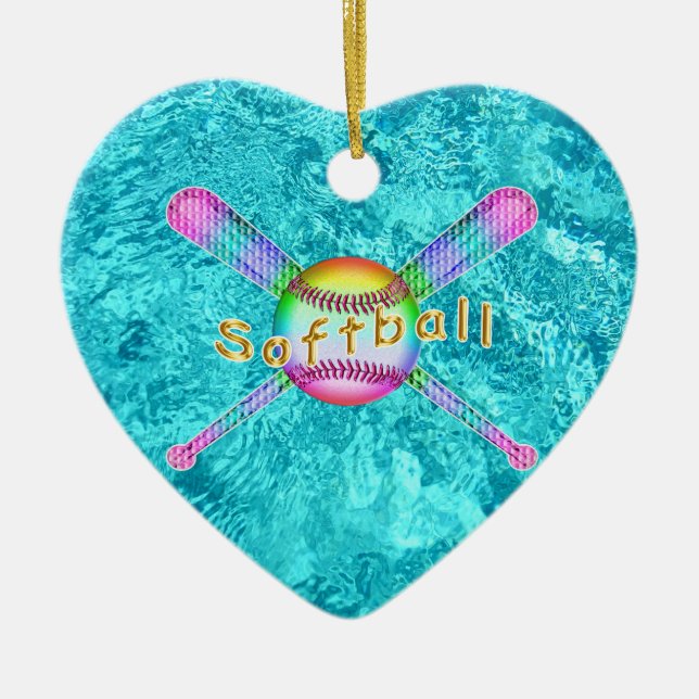 Super Cute Softball Party Favours for Girls Ceramic Ornament (Front)