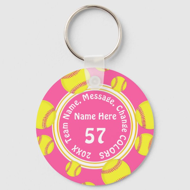 Super Cute Softball Team Gifts CHEAP, Personalised Key Ring (Front)