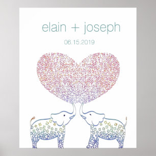 Super Cute & Sweet Elephant Heart Wedding Gift Poster