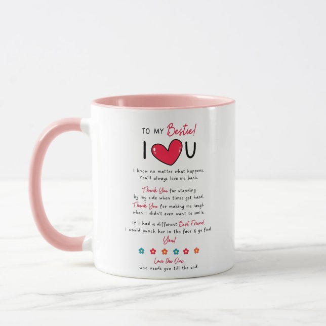 Super Cute To My Bestie Friendship Love Flowers Mug (Left)