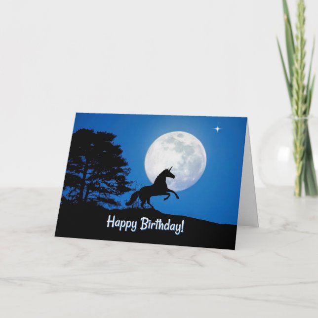 Super Cute Unicorn Happy Birthday Card (Front)