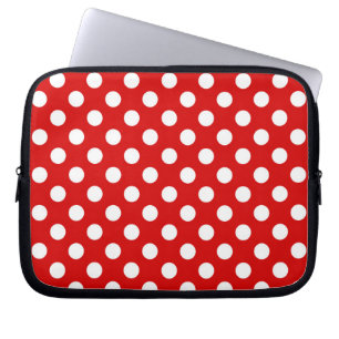 Super Cute White And Red Polka Dot Pattern Laptop Sleeve