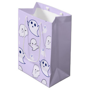 Super Cute White Ghosts Purple Halloween Medium Gift Bag