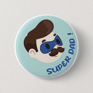 Super Dad Cartoon Button Badge