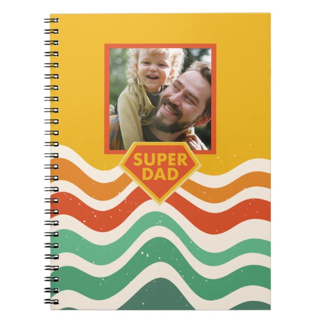 Super Dad custom photo with retro waves  Notebook (Front)