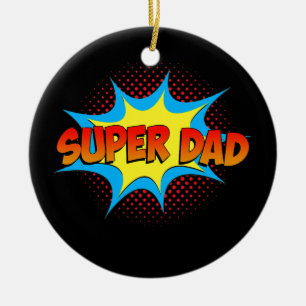 Super Dad Family Matching Superhero Comics Set Ceramic Ornament