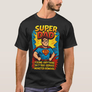 Super Dad Gift - Father's Day Superhero Comic  T-Shirt