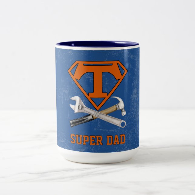 Super Dad Hero  Two-Tone Coffee Mug (Center)