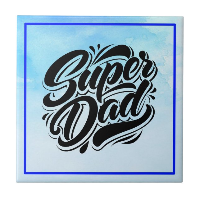 Super Dad Hero Typography Design-67888 Ceramic Tile (Front)