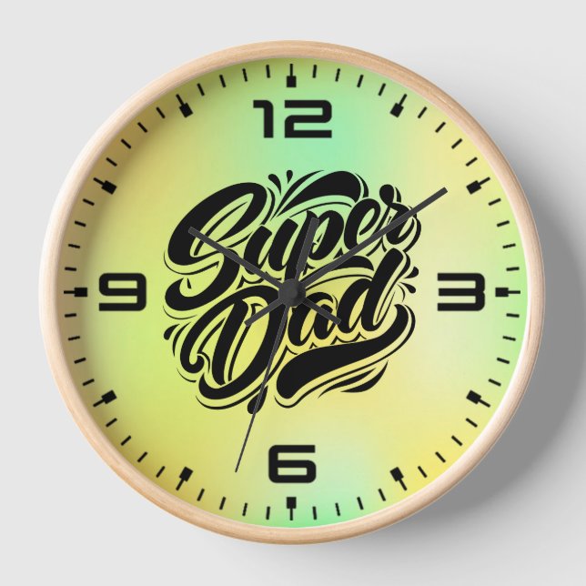 Super Dad Hero Typography Design-67888 Clock (Front)