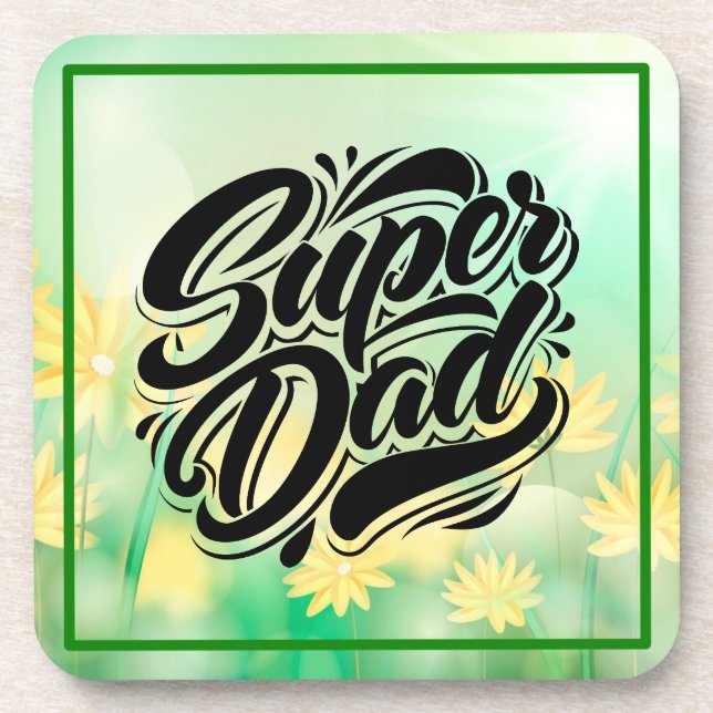 Super Dad Hero Typography Design-67888 Coaster (Front)