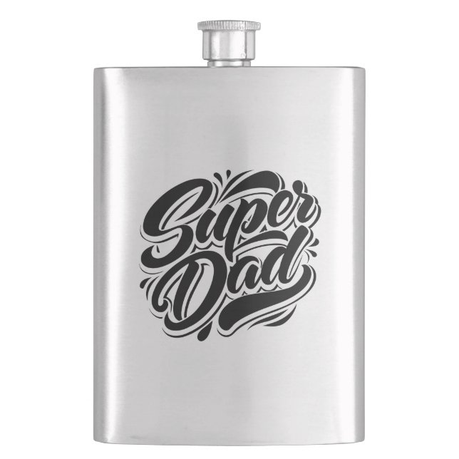 Super Dad Hero Typography Design-67888 Hip Flask (Front)