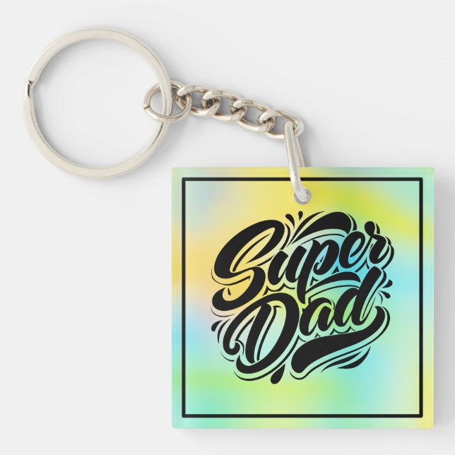 Super Dad Hero Typography Design-67888 Key Ring (Front)