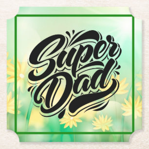 Super Dad Hero Typography Design-67888 Paper Coaster