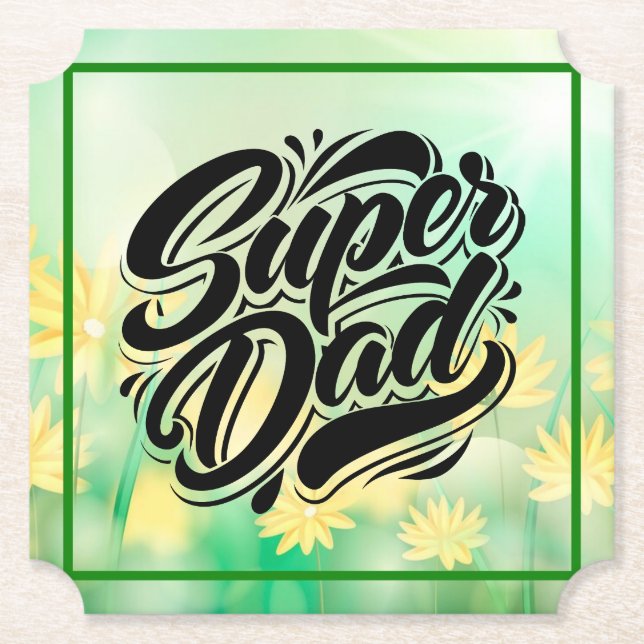 Super Dad Hero Typography Design-67888 Paper Coaster (Front)
